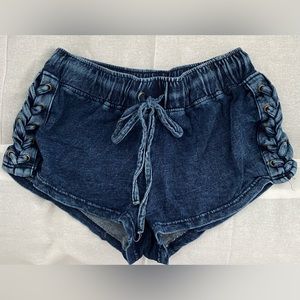 Vanilla Star Dark Jean Wash Look Soft Shorts SIZE S